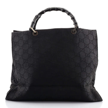 Gucci Vintage Bamboo Handle Tote GG Nylon Large