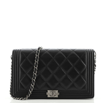 Chanel Boy Wallet on Short Chain Quilted Lambskin