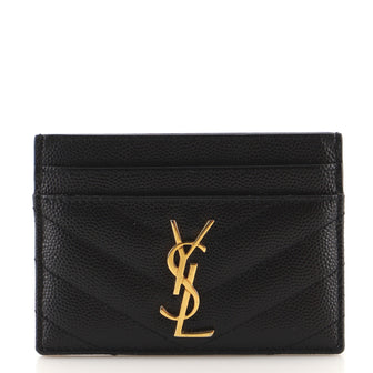Saint Laurent Classic Monogram Card Holder Matelasse Chevron Leather