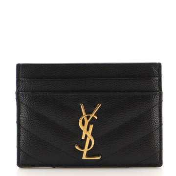 Saint Laurent Classic Monogram Card Holder Matelasse Chevron Leather