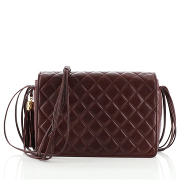 Chanel Vintage Tassel Full Flap Shoulder Bag Quilted Lambskin Medium