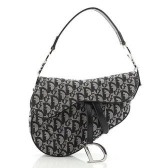 Christian Dior Vintage Saddle Bag Diorissimo Canvas Medium