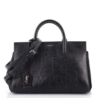 Saint Laurent Rive Gauche Cabas Crocodile Embossed Leather Small