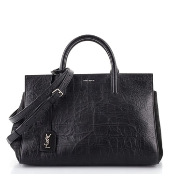 Saint Laurent Rive Gauche Cabas Crocodile Embossed Leather Small