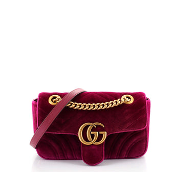 Gucci GG Marmont Flap Bag Matelasse Velvet Mini
