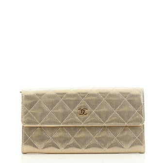 Chanel CC Gusset Classic Flap Wallet Pixel Effect Quilted Calfskin Long