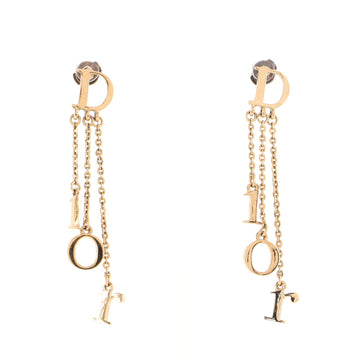 Christian Dior Vintage Logo Chain Fringe Earrings Metal
