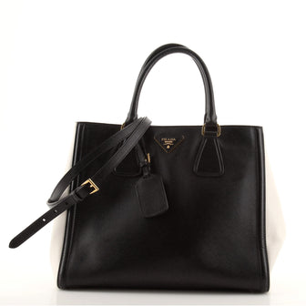 Prada Bicolor Lux Convertible Open Tote Saffiano Leather Medium