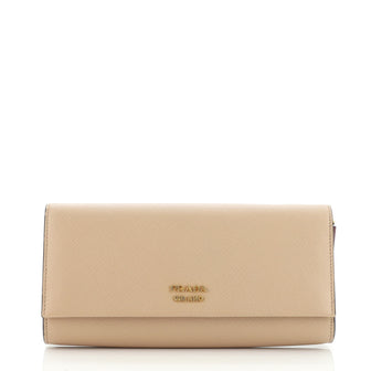Prada Bibliotheque Chain Clutch Saffiano Leather