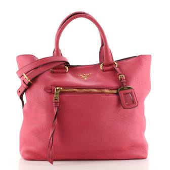 Prada Front Pocket Convertible Tote Vitello Daino Large