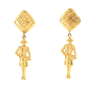 Chanel Vintage Madame Coco Chanel Dangling Clip-On Earrings Metal
