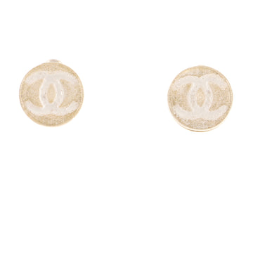 Chanel CC Round Clip-On Earrings Acrylic Small