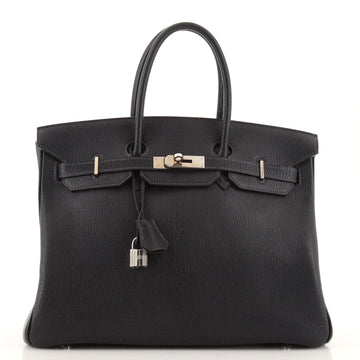 Hermes Birkin Handbag Blue Chevre de Coromandel with Palladium Hardware 35
