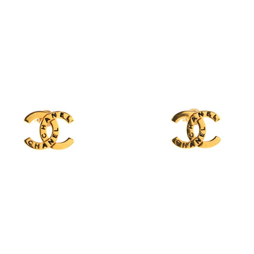 Chanel Engraved CC Stud Earrings Metal