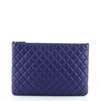 Chanel O Case Clutch Quilted Lambskin Large