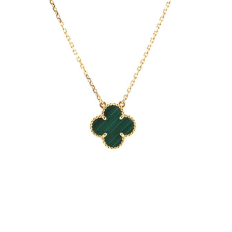 Van Cleef & Arpels Vintage Alhambra Pendant Necklace 18K Yellow Gold and Malachite