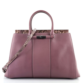 Gucci Lady Bamboo Top Handle Bag Leather and Python