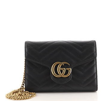 Gucci GG Marmont Chain Wallet Matelasse Leather Mini