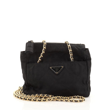 Prada Front Pocket Zip Crossbody Bag Quilted Tessuto Small