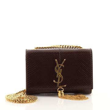 Saint Laurent Classic Monogram Tassel Crossbody Bag Python Embossed Leather Small