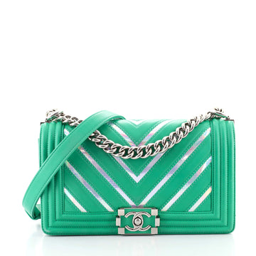 Chanel Boy Flap Bag Chevron Lambskin with Holographic PVC Old Medium