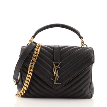 Saint Laurent Classic Monogram College Bag Matelasse Chevron Leather Medium