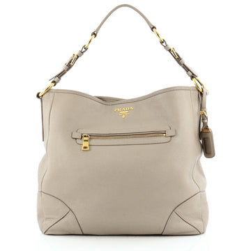 Prada Front Zip Pocket Hobo Vitello Daino Medium
