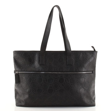 Salvatore Ferragamo Zip Shopping Tote Gancini Embossed Leather Large