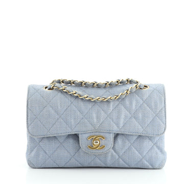 Chanel Vintage Classic Double Flap Bag Quilted Raffia Small