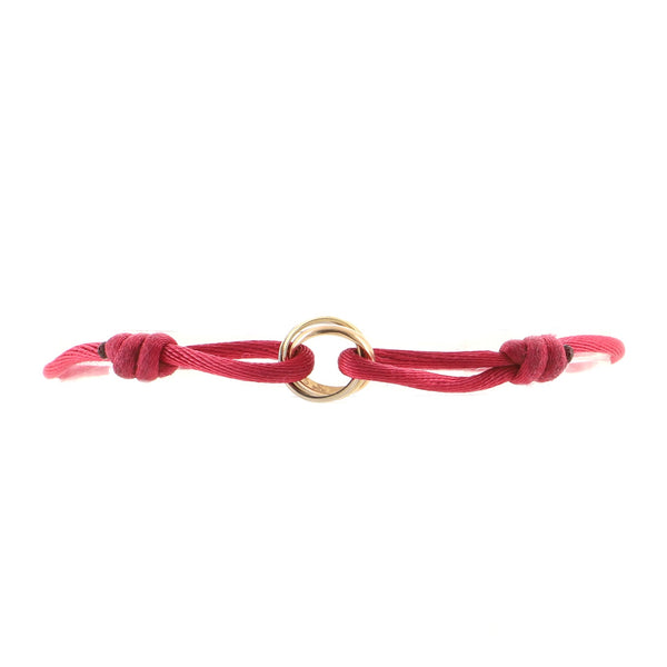Cartier Trinity On Cord Bracelet Silk Cord with 18K Tricolor Gold