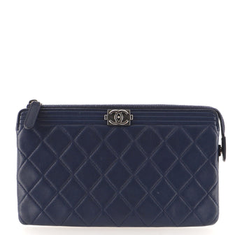 Chanel Boy Zip Pouch Quilted Caviar Small
