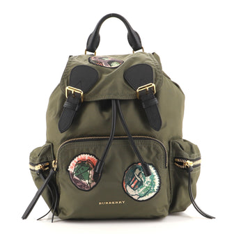 Burberry Rucksack Backpack Patch Embellished Nylon Medium