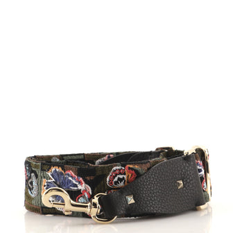 Valentino Camubutterfly Guitar Bag Strap Embroidered Canvas with Leather