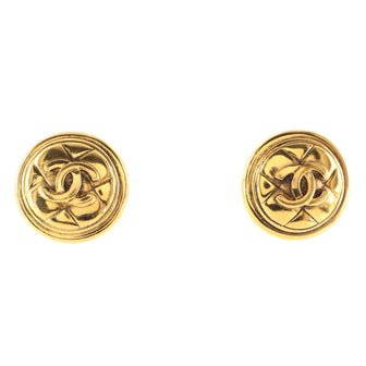 Chanel Wheat Round Clip On Earrings Metal