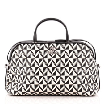Chanel Convertible Chain Bowler Bag Woven Calfskin Large