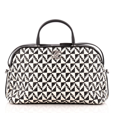 Chanel Convertible Chain Bowler Bag Woven Calfskin Large