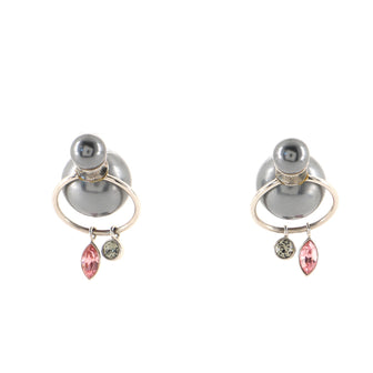 Christian Dior Mise En Dior Tribales Dangle Stud Earrings Metal with Faux Pearls and Crystals