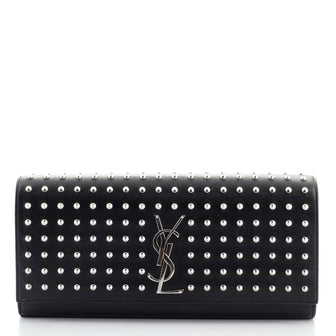 Saint Laurent Classic Monogram Clutch Studded Leather Long