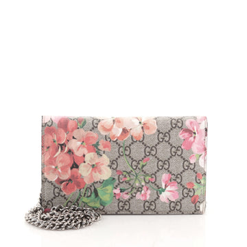 Gucci Chain Wallet Blooms Print GG Coated Canvas
