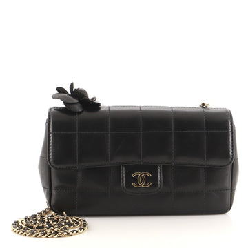 Chanel Camellia Chocolate Bar Flap Bag Quilted Lambskin Mini