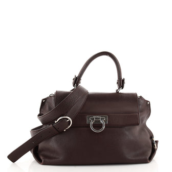 Salvatore Ferragamo Sofia Satchel Pebbled Leather Medium