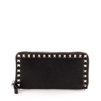 Valentino Rockstud Zip Around Wallet Leather