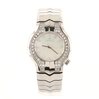 Tag Heuer Alter Ego Quartz Watch Stainless Steel with Diamond Bezel, Lugs and Markers and Mother of Pearl 29