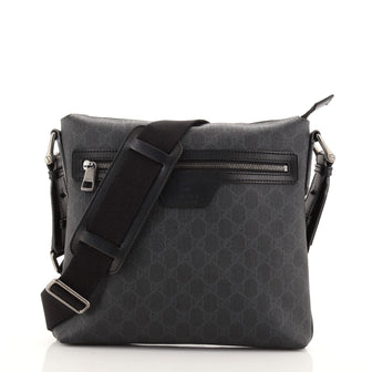 Gucci Front Zip Flat Messenger Bag GG Coated Canvas Medium
