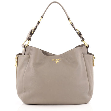 Prada Side Pocket Zip Hobo Vitello Daino