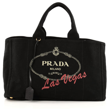 Prada Canapa Tote Printed Canvas Large