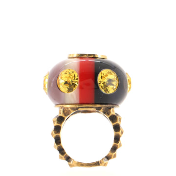 Gucci Interlocking G Sylvie Web Ring Metal with Resin and Crystals