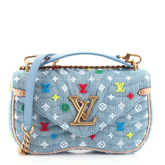 Louis Vuitton New Wave Chain Bag Monogram Embroidered Quilted Denim MM