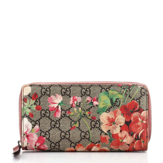 Gucci Zip Around Wallet Blooms Print GG Coated Canvas