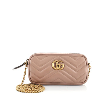 Gucci GG Marmont Chain Crossbody Bag Matelasse Leather Mini